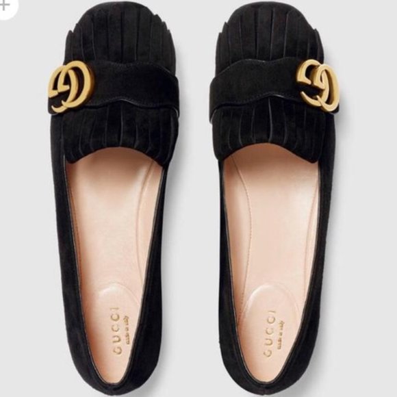 Gucci GG Marmont Suede Flats in Black - Picture 3 of 3